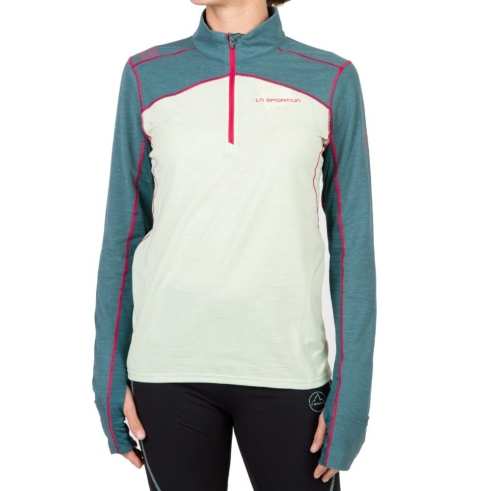 La Sportiva Swift Long Sleeve Women M Celadon Alpine Quarter Zip Running Top